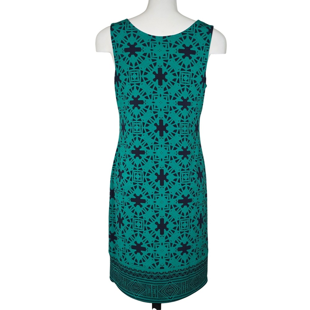 Magnolia Grace Women's Geometric Print Sleeveless Travel Dress Green Medium